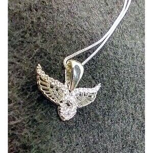 Angel Wings AAA CZ Pendant Sterling On 925 Box Chain Approx 10"
